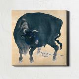Black bull (19th century) vintage Japanese painting by Mochizuki Gyokusen — room mockup view 1