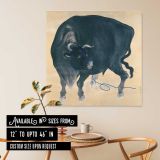 Black bull (19th century) vintage Japanese painting by Mochizuki Gyokusen — room mockup view 6