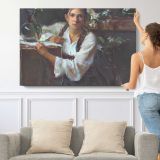 Blossom-large by Daniel Gerhartz - single-panel canvas shown with a person for scale