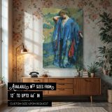 Blue and Yellow Interior by Robert Lewis Reid - Bold Floral Pattern and Harmony canvas wall art