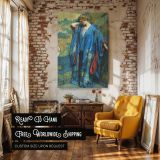 Blue and Yellow Interior by Robert Lewis Reid - Bold Floral Pattern and Harmony canvas wall art - Image 3