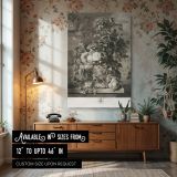 Botanical Flowers with Cherub - Richard Earlom Sepia Engraving in Still Life canvas wall art