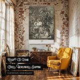 Botanical Flowers with Cherub - Richard Earlom Sepia Engraving in Still Life canvas wall art - Image 3