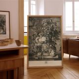 Botanical Flowers with Cherub - Richard Earlom Sepia Engraving in Still Life canvas wall art - Image 7