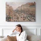 Boulevard Monmartre in Paris by Camille Pissarro - single-panel canvas displayed above a sofa