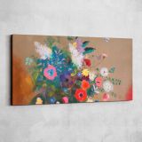 Bouquet of Flowers Art Remix by Odilon Redon — single-panel canvas shown on a pale studio wall