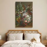 Bouquet of Flowers in Vase - Botanical Still Life Scene By Gustave Courbet canvas wall art