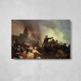 Braekeleer Ferdinand De Strijdtoneel Met Kenau Simons Hasselaar - single-panel canvas displayed above a console table