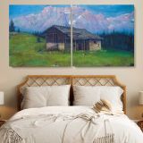 Brenta Mountains and Alpine Cabin by Andreas Roth — single-panel canvas in a bedroom