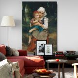 Breton Brother and Sister - Rural Tender Moment By William Bouguereau canvas wall art