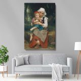 Breton Brother and Sister - Rural Tender Moment By William Bouguereau canvas wall art - Image 5