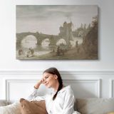 Bridge Across the Loire at Amboise by Doomer Lambert Harmensz - single-panel canvas displayed above a sofa