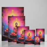 Buddha on Lotus - Radiant Aura in Pink and Orange canvas wall art - Image 4