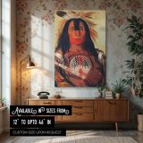 Buffalo Bull's Back Fat by George Catlin - Bold Red Paint and Feathers canvas wall art