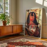 Buffalo Bull's Back Fat by George Catlin - Bold Red Paint and Feathers canvas wall art - Image 6