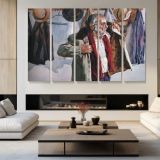 Busy Street in Watercolour - multi-panel canvas displayed in a modern living room