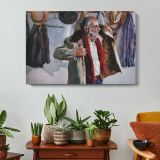 Busy Street in Watercolour - single-panel canvas displayed above a console table