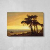 California Coast by Albert Bierstadt - single-panel canvas displayed above a console table