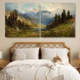 California Pines by William Keith — single-panel canvas in a bedroom