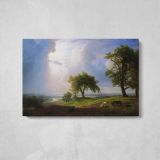 California Spring by Albert Bierstadt - single-panel canvas displayed above a console table