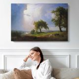 California Spring by Albert Bierstadt - single-panel canvas displayed above a sofa