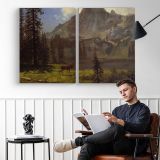 Call of the Wild by Albert Bierstadt - two-panel canvas displayed in a reading room