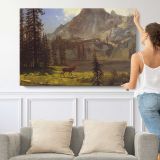 Call of the Wild by Albert Bierstadt - single-panel canvas shown with a person for scale