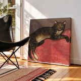Cat on a Cushion Winter Chromolithograph — room mockup view 2