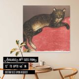 Cat on a Cushion Winter Chromolithograph — room mockup view 6