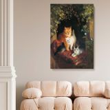 Cat with Kittens 1844 - Adorable Vintage Animal Scene By HenriEtte Ronner canvas wall art - Image 2