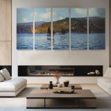 Catspaws off the Land by Henry Moore — four-panel canvas arrangement in a living room