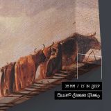 Cattle by the River by Aelbert Cuyp - canvas surface and wrapped edge detail