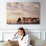 Cattle by the River by Aelbert Cuyp - single-panel canvas displayed above a sofa