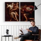 Cephalus and Procris by Alessandro Turchi - two-panel canvas displayed in a reading room