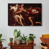 Cephalus and Procris by Alessandro Turchi - single-panel canvas displayed above a console table