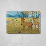 Cerfs from L'animal Dans La Décoration Illustrated by Maurice Pillard Verneuil - single-panel canvas displayed above a console table