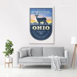 OHIO With God State of America Emblem Canvas Wall Artwork For Mural Wall Hanging