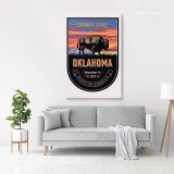 Oklahoma Sooner State of America Emblem Canvas Wall Artwork For Mural Wall Hanging