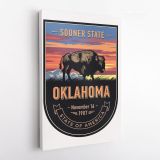 Oklahoma Sooner State of America Emblem Canvas Wall Artwork For Mural Wall Hanging - Image 4