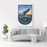 ILLINOIS The Garden of the West State of America Emblem Canvas Wall Artwork For Mural Hanging