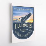 ILLINOIS The Garden of the West State of America Emblem Canvas Wall Artwork For Mural Hanging - Image 4