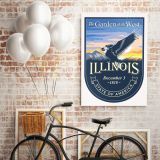 ILLINOIS The Garden of the West State of America Emblem Canvas Wall Artwork For Mural Hanging - Image 5