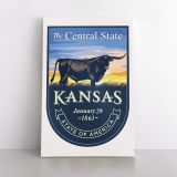 Kansas The Central State of America Emblem Canvas Wall Artwork For Mural Hanging - Image 2