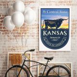 Kansas The Central State of America Emblem Canvas Wall Artwork For Mural Hanging - Image 5