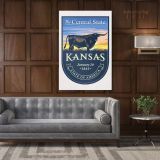 Kansas The Central State of America Emblem Canvas Wall Artwork For Mural Hanging - Image 6