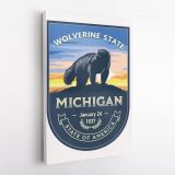 Michigan Wolverine State of America Emblem Canvas Wall Artwork Mural Print - Image 4