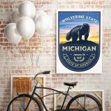 Michigan Wolverine State of America Emblem Canvas Wall Artwork Mural Print - Image 5