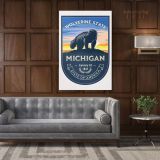 Michigan Wolverine State of America Emblem Canvas Wall Artwork Mural Print - Image 6