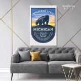 Michigan Wolverine State of America Emblem Canvas Wall Artwork Mural Print - Image 7