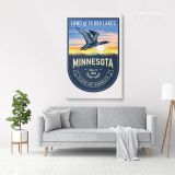 Minnesota Land of 10000 Lakes State of America Emblem Canvas Wall Artwork Mural Print